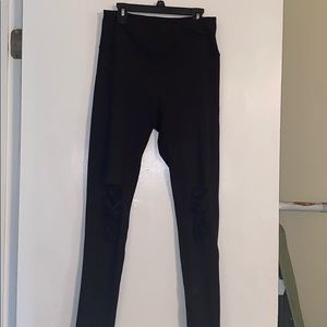 Hugh waisted leggings with ripped knees